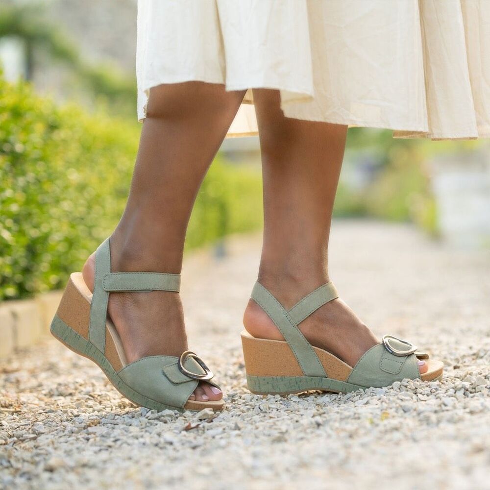 Dansko Stella Wedge Sandal in Sage Nubuck Size 9(40) Retro, Timeless, Romantic - Picture 2 of 12